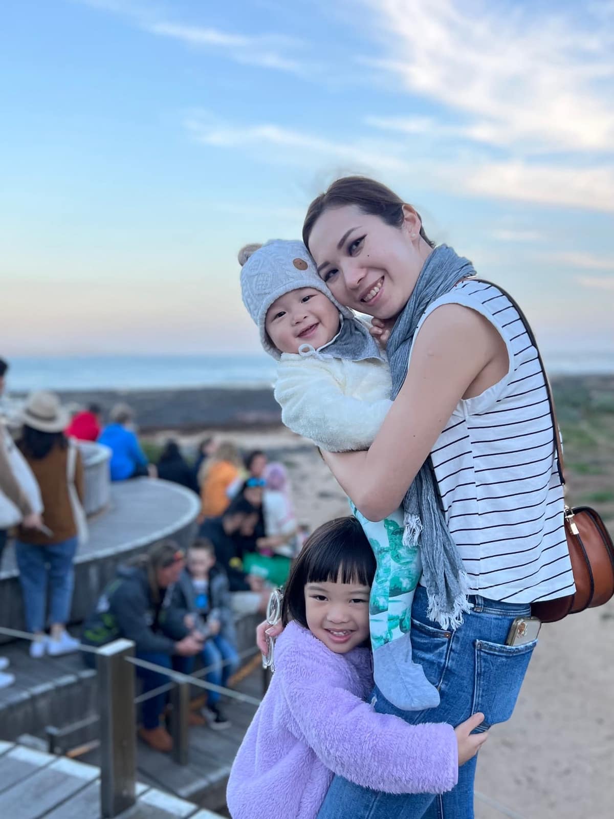 Family waiting for the penguin parade on Phillip Island