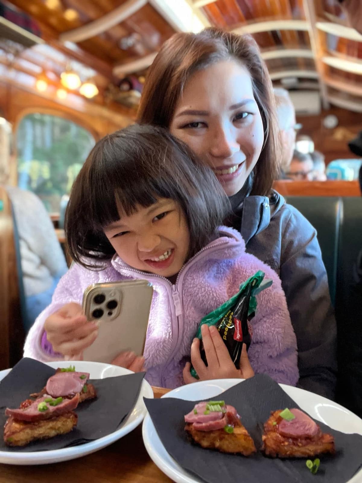 Family on board the West Coast Wilderness Railway