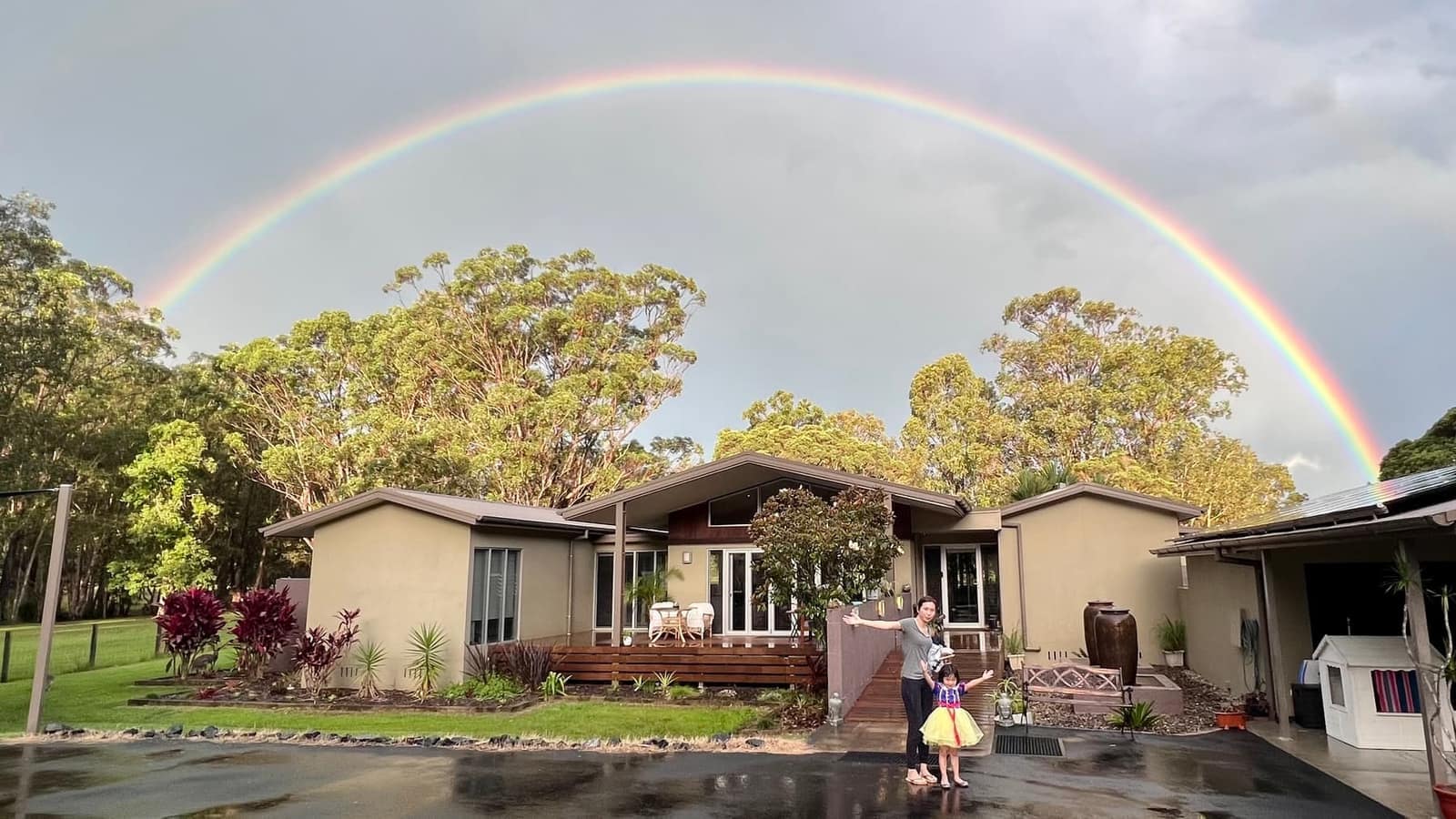 Rainbow over the family’s Surfers Paradise accommodation