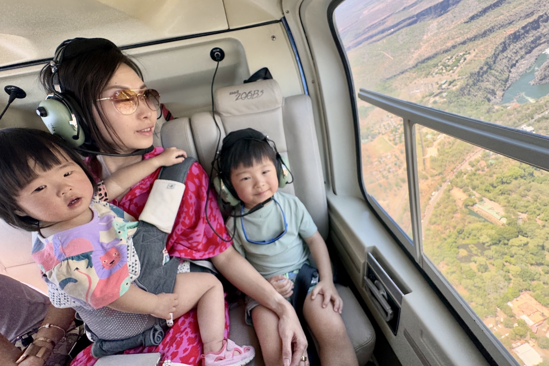 Helicopter flight over Victoria Falls
