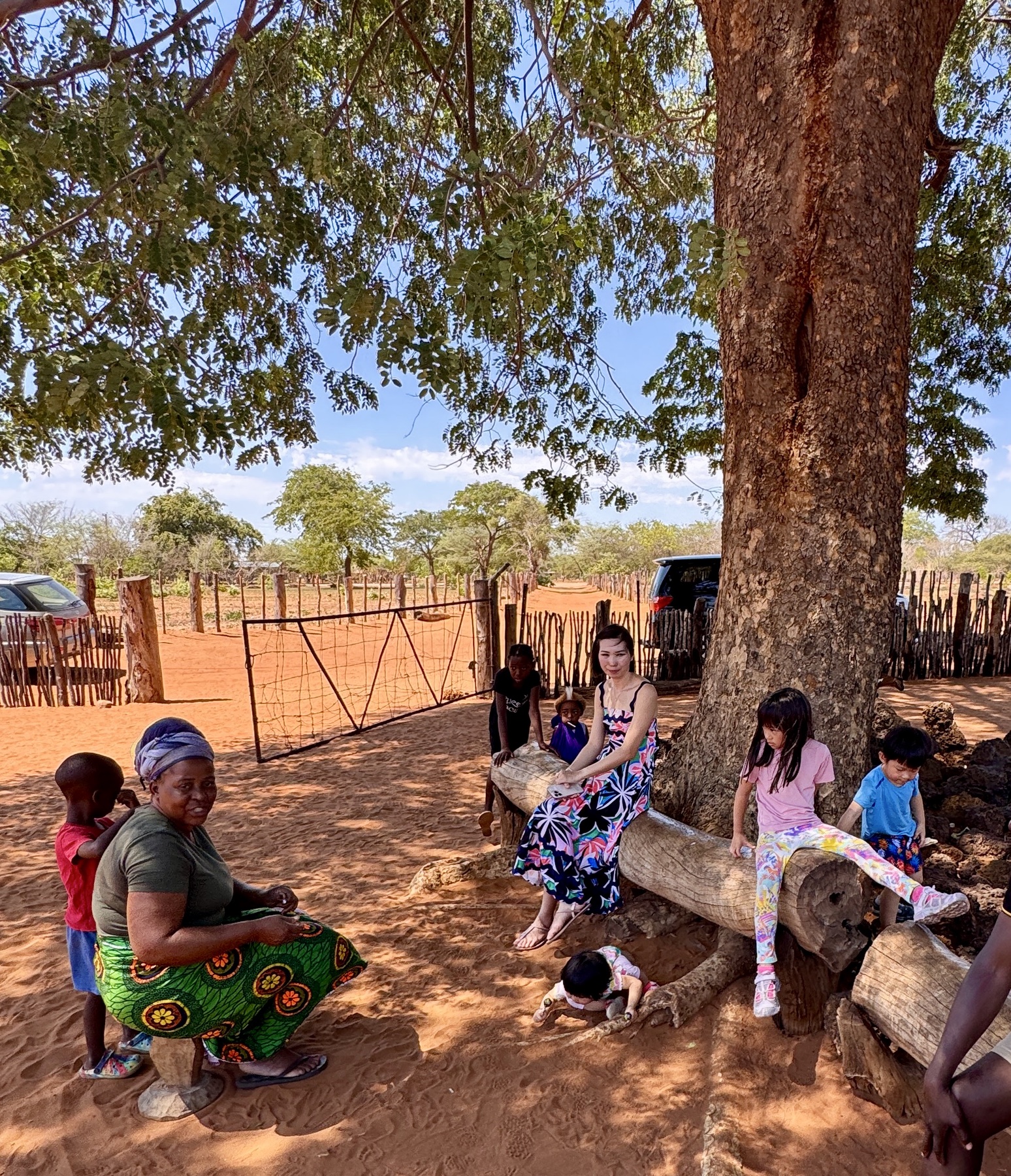 The children meeting villagers in Zimbabwe