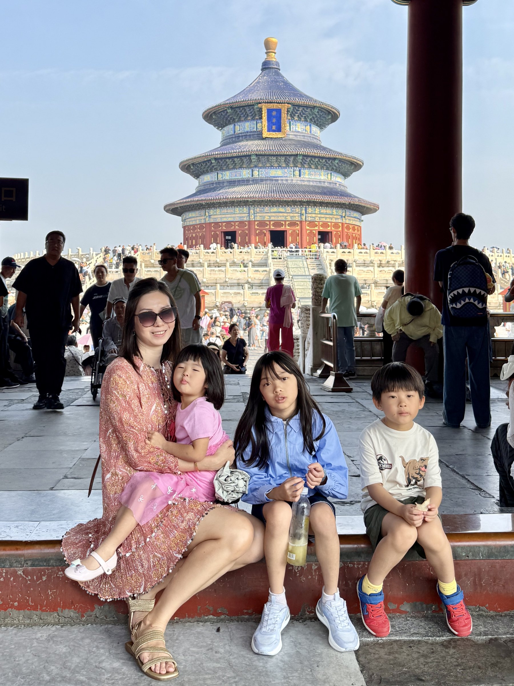 My wife and the children at the Temple of Heaven
