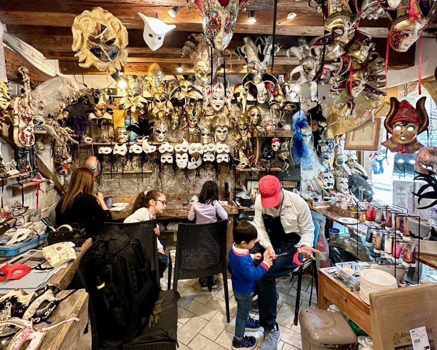 The children at a mask-making workshop in Venice