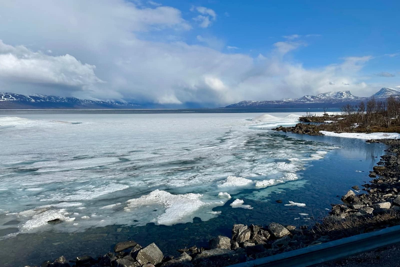 A partly frozen shoreline in northern Scandinavia