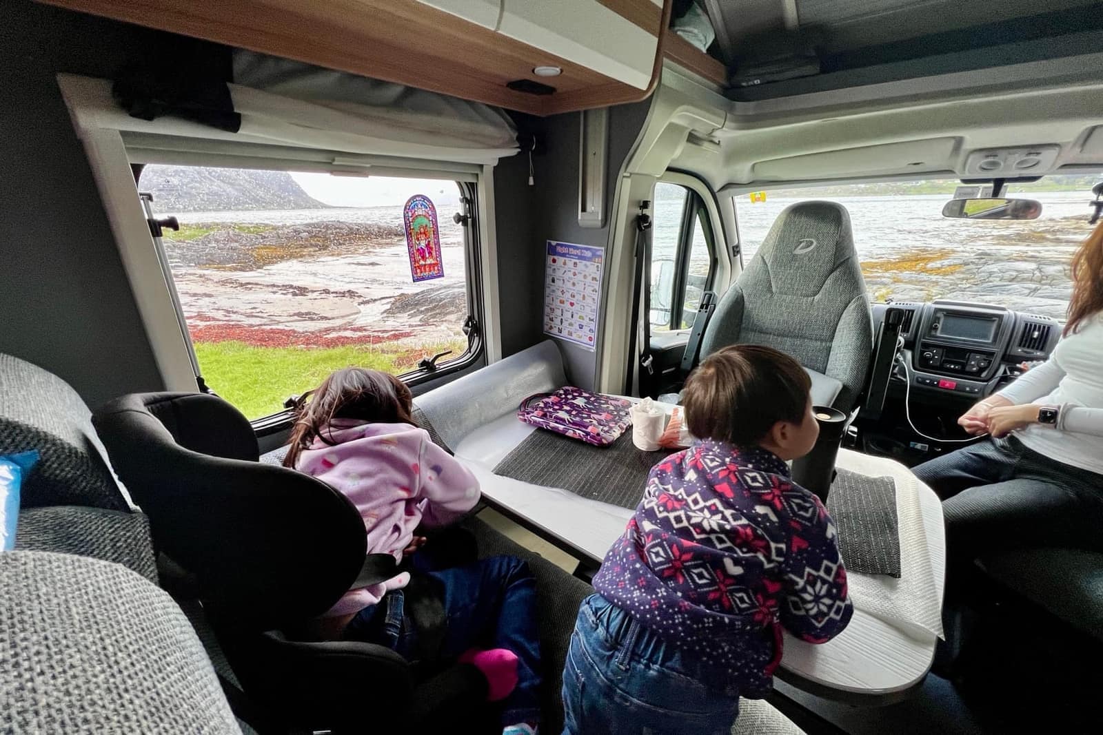 The family spending another wet day inside the motorhome
