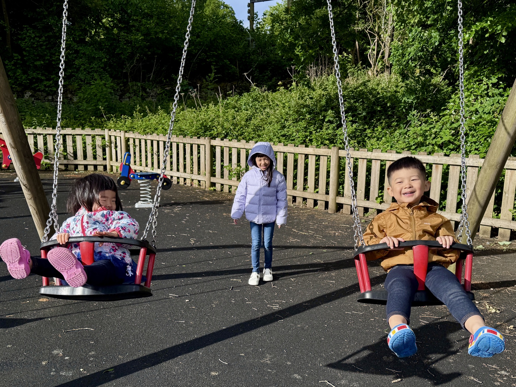 The children at a playground during an early stop
