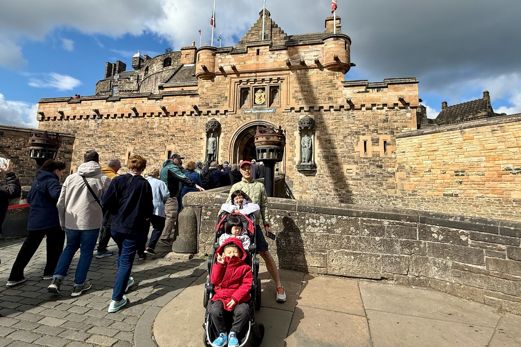 The family outside Edinburgh Castle