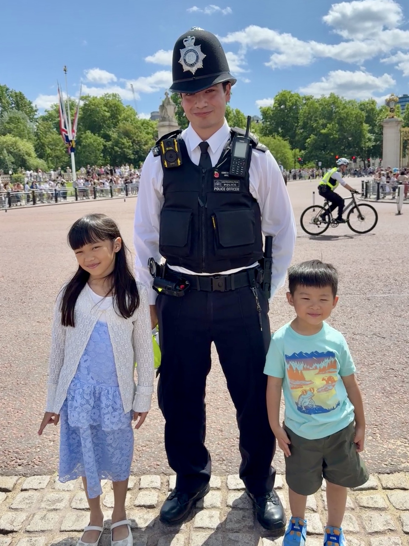 The children outside Buckingham Palace