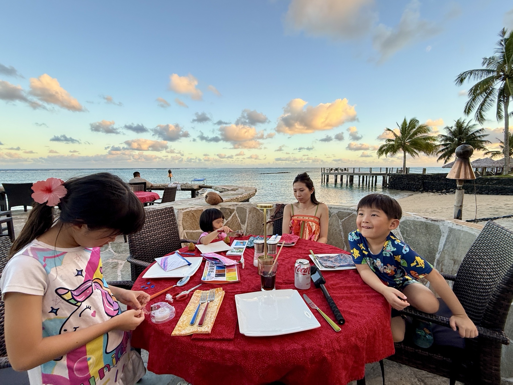 Dinner at the end of a day in Samoa