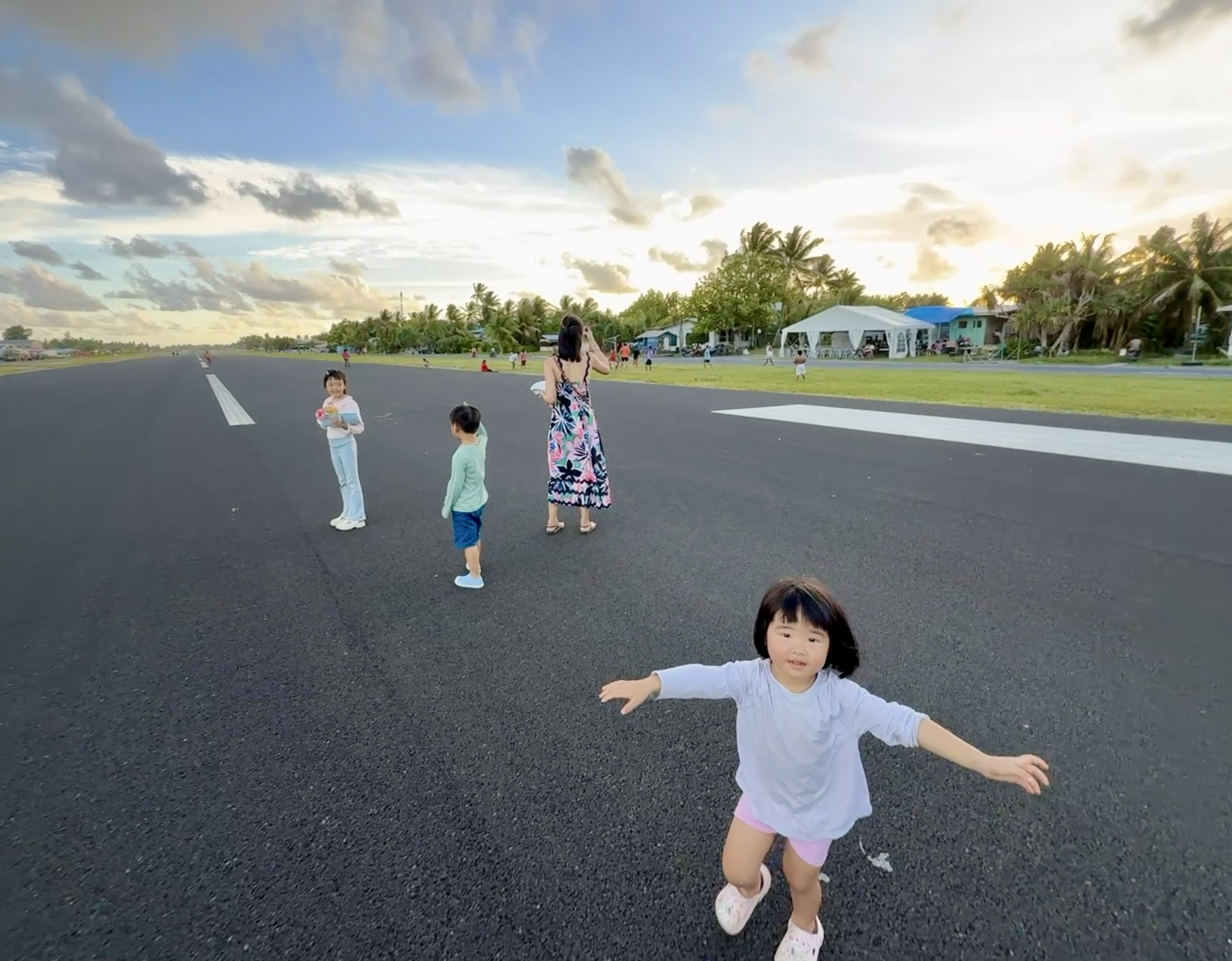 Funafuti runway after the day’s flight