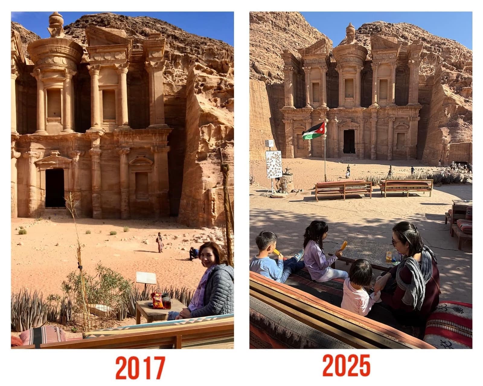 Petra, eight years later—this time with Sophie, George and Claire.