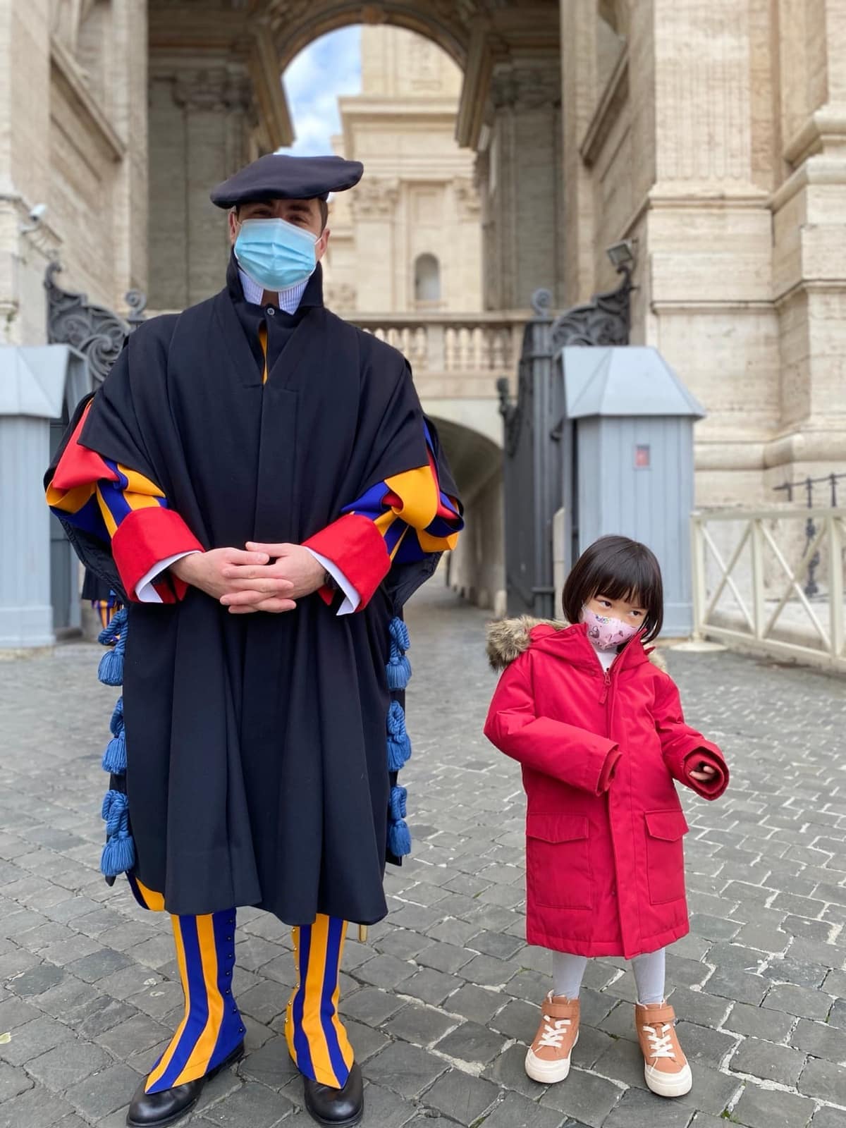 A masked Swiss Guard at the Vatican