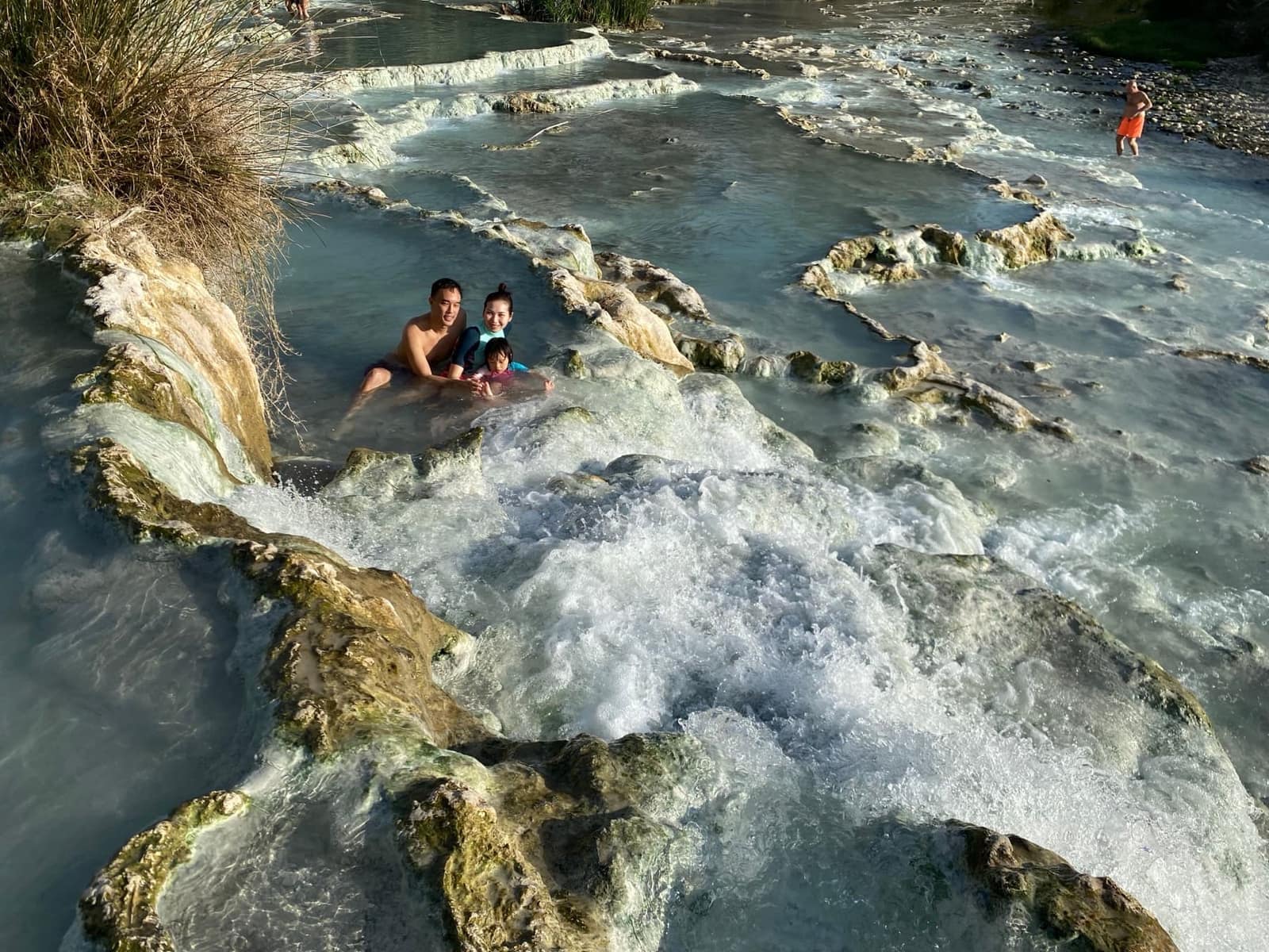 The family at Saturnia’s thermal pools