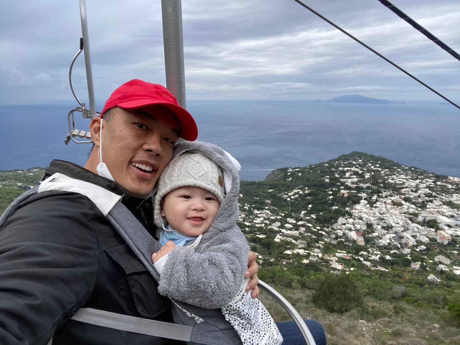 Philip and George on the cable car in Capri