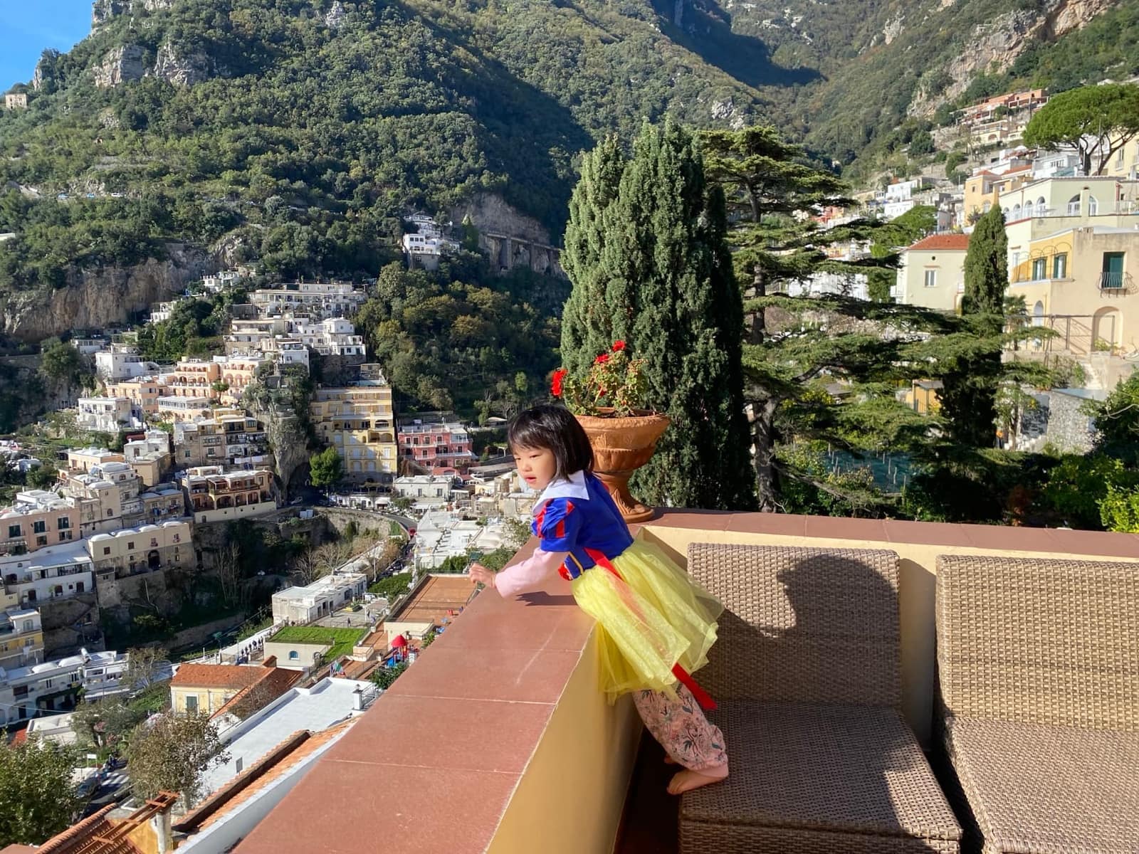 View over Positano from the family’s balcony