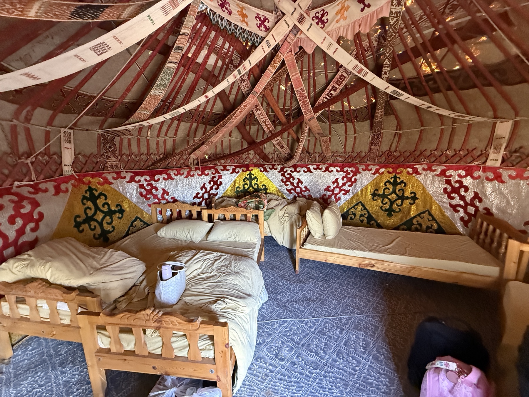 Interior of the family yurt in the Kyzylkum Desert